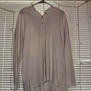 White Hooded Long Sleeve Top